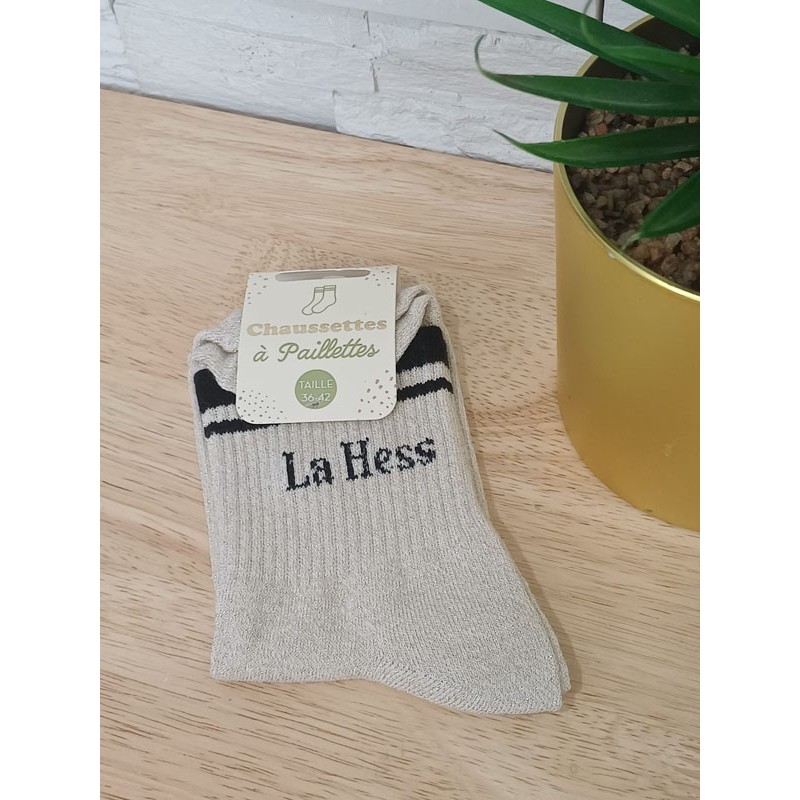 Chaussettes à paillettes "la hess" dorées