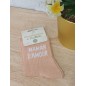 Chaussettes à paillettes "maman d'amour" saumon