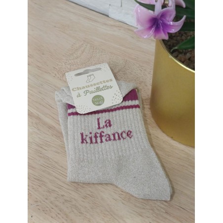 Chaussettes à paillettes "la kiffance" dorées