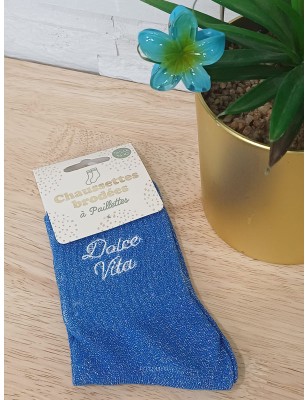 Chaussettes à paillettes "dolce vita" bleues