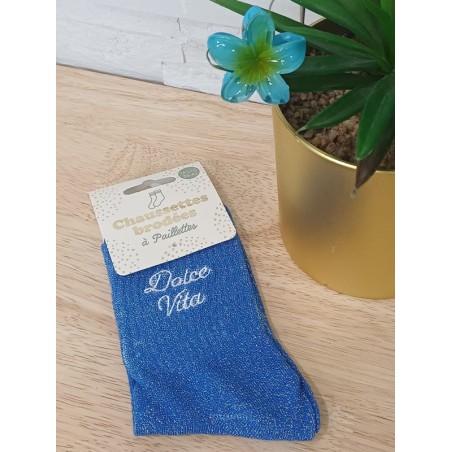 Chaussettes à paillettes "dolce vita" bleues