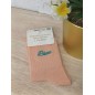 Chaussettes à paillettes "bisou" saumon