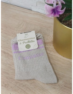 Chaussettes à paillettes "connasse" dorées