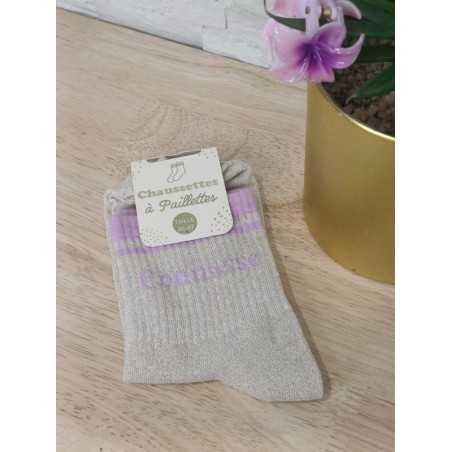 Chaussettes à paillettes "connasse" dorées