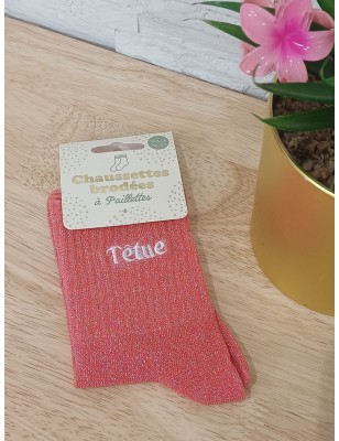 Chaussettes à paillettes "têtue" fushia