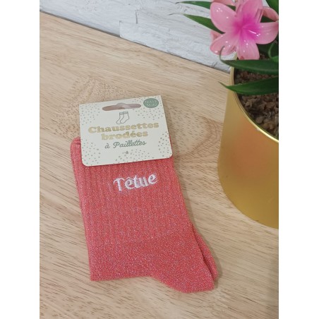 Chaussettes à paillettes "têtue" fushia