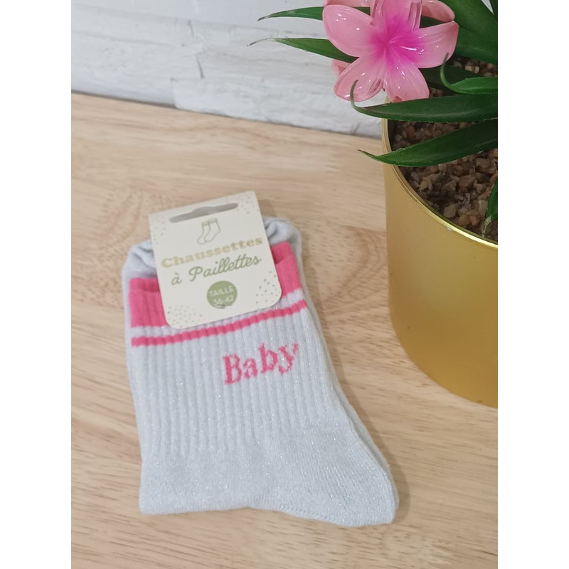 Chaussettes à paillettes "baby" argentées