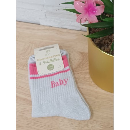 Chaussettes à paillettes "baby" argentées