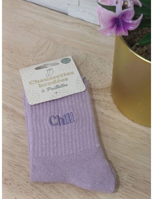 Chaussettes à paillettes "Chill" violettes