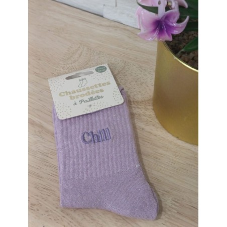 Chaussettes à paillettes "Chill" violettes