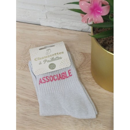Chaussettes à paillettes "associable" argentées