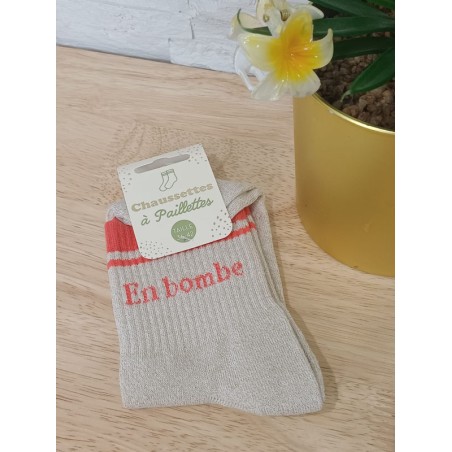Chaussettes à paillettes "en bombe" dorées