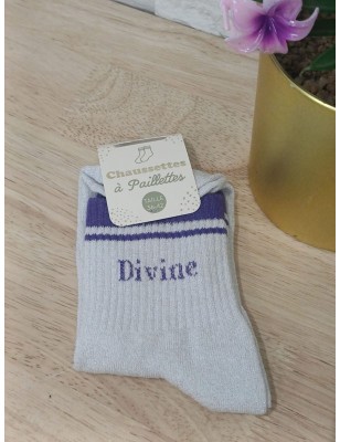 Chaussettes à paillettes "divine" argentées