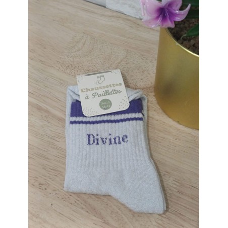 Chaussettes à paillettes "divine" argentées