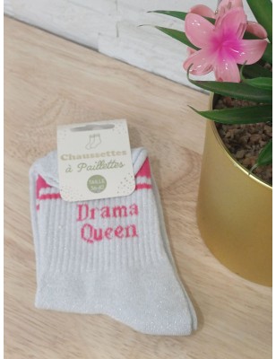 Chaussettes à paillettes "drama queen" argentées