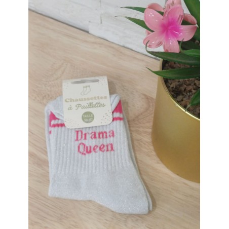 Chaussettes à paillettes "drama queen" argentées
